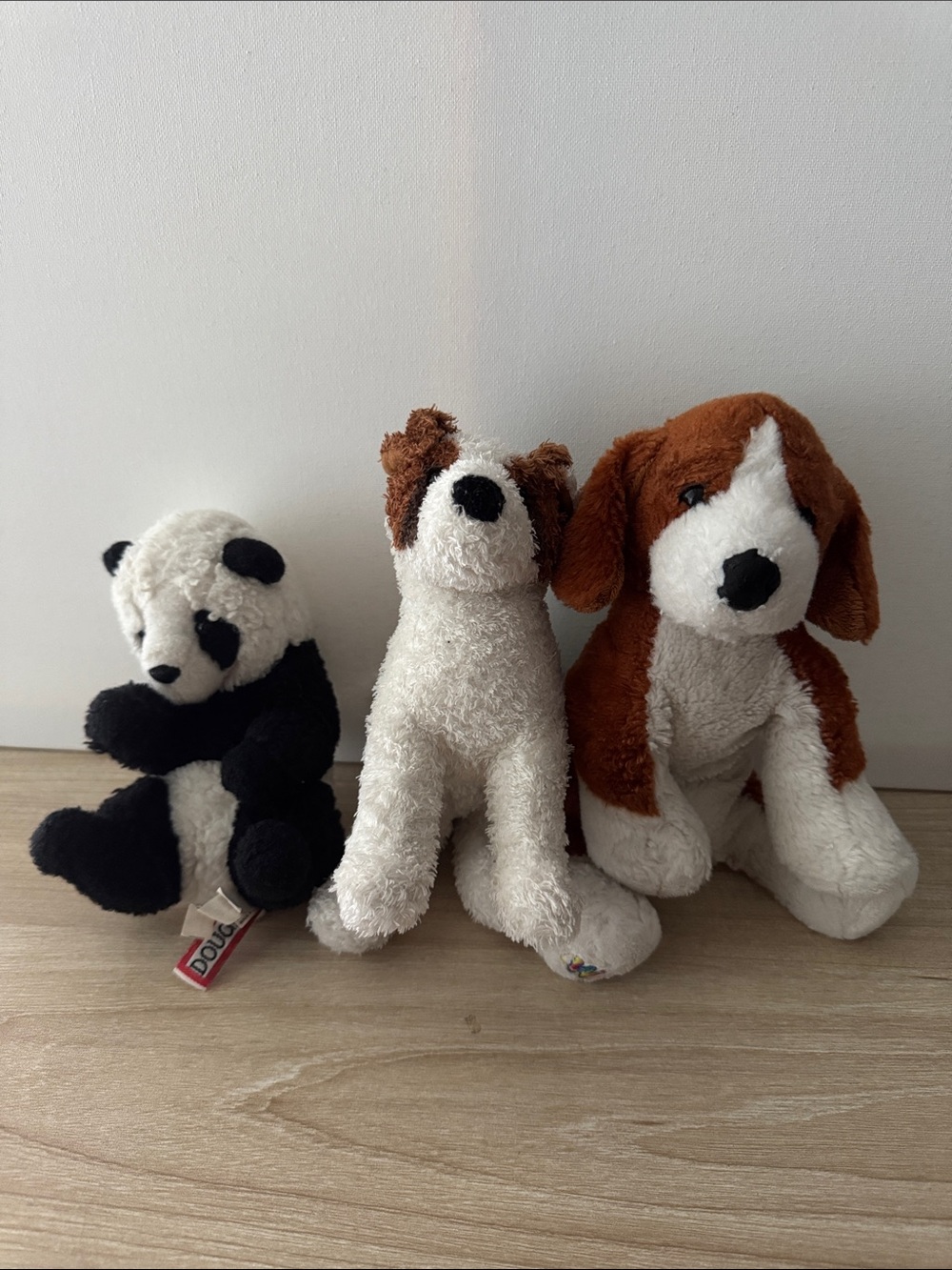 Douglas Plush Dog & Panda Lot of 3 Vintage Stuffed Animals